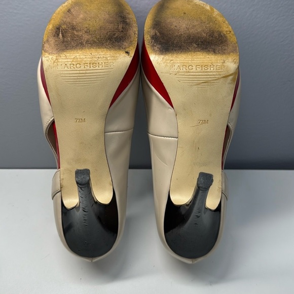 Marc Fisher Women's Cream and Red Peep Toe Heels - Picture 12 of 12